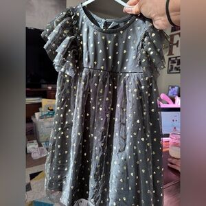 Old Navy Charcoal Dress with Gold Dots